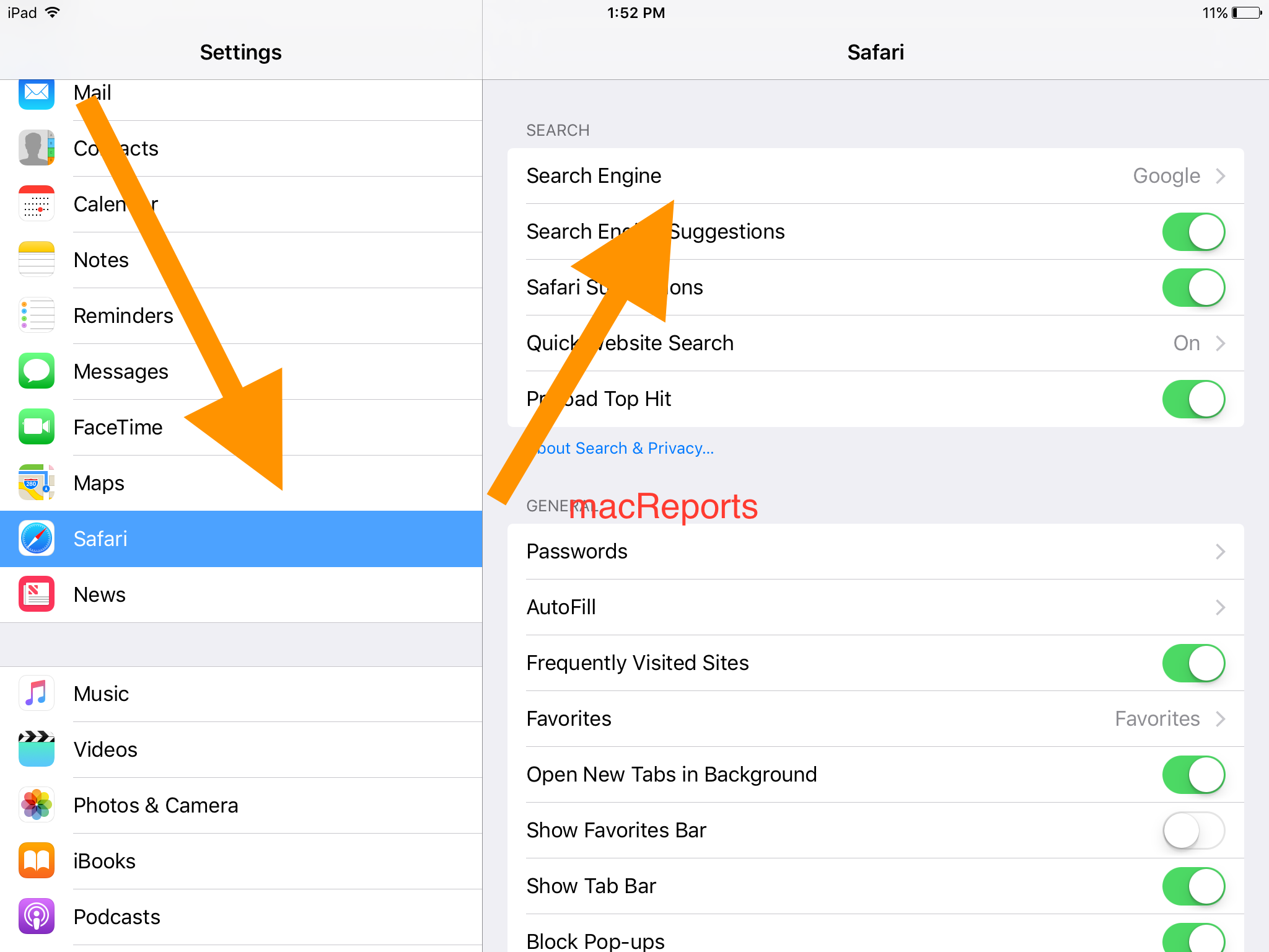 Change Default Search Engine Ipad