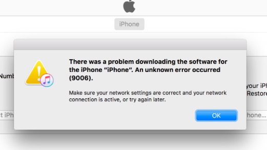 apple download software error 9006