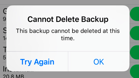 Cannot delete iCloud backup