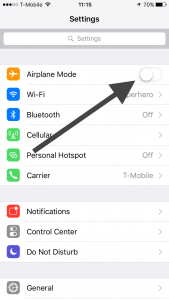 iOS airplane mode