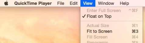 quicktime float on top of screen