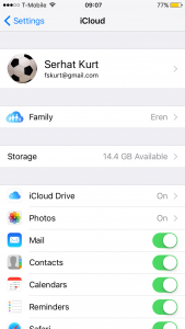 iCloud settings