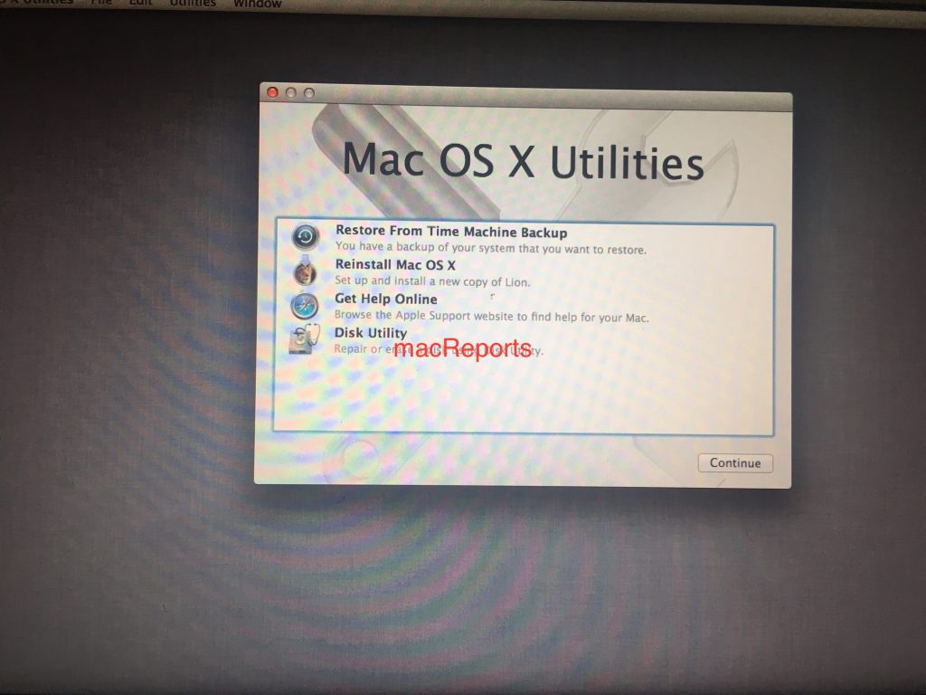 macOS utilities window