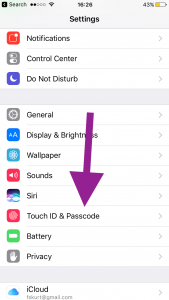 Touch ID settings