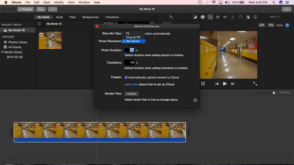 iMovie Settings