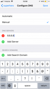 Enter custom DNS iPhone iOS 11