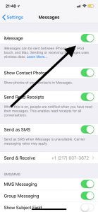 enable and disable imessage