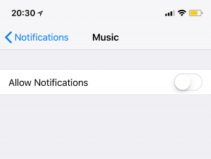 music app notifications