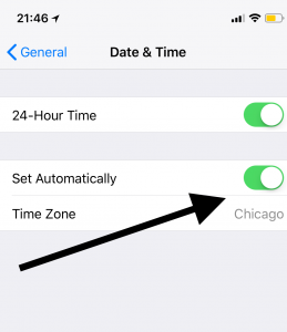 iOS time and date setting