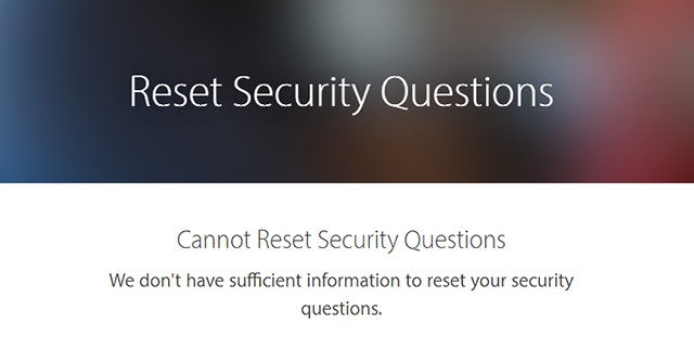 cannot reset my apple id security questions