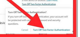 turn off two factor authentication 