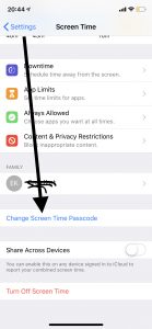 screen time passcode