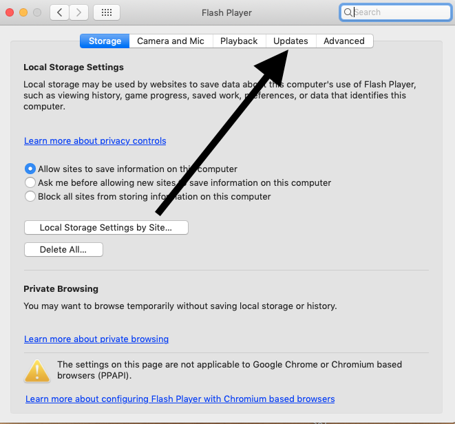 how to access adobe flash player settings in chrome