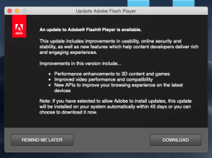 Adobe Update popup