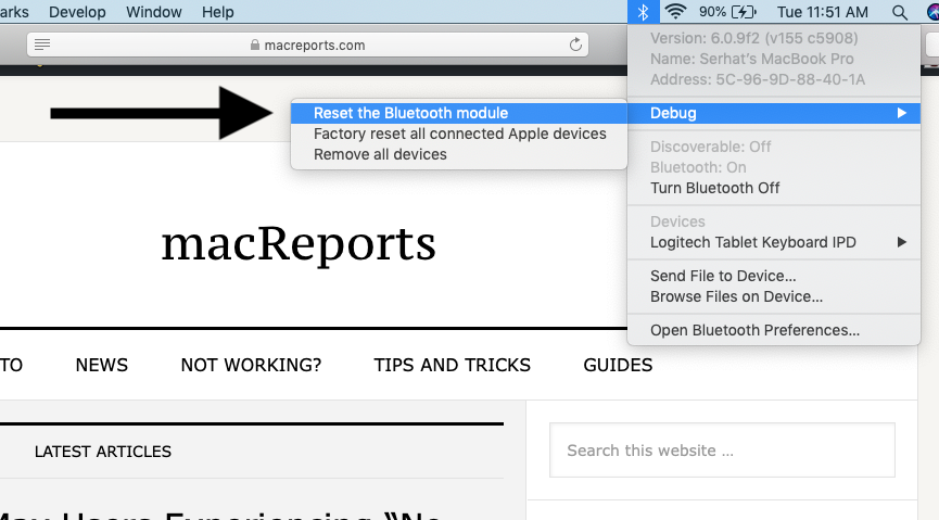 reset the Bluetooth module