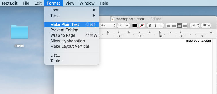 plain text editor mac defaul