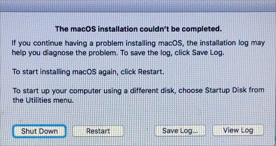 macOS installation could not be completed 