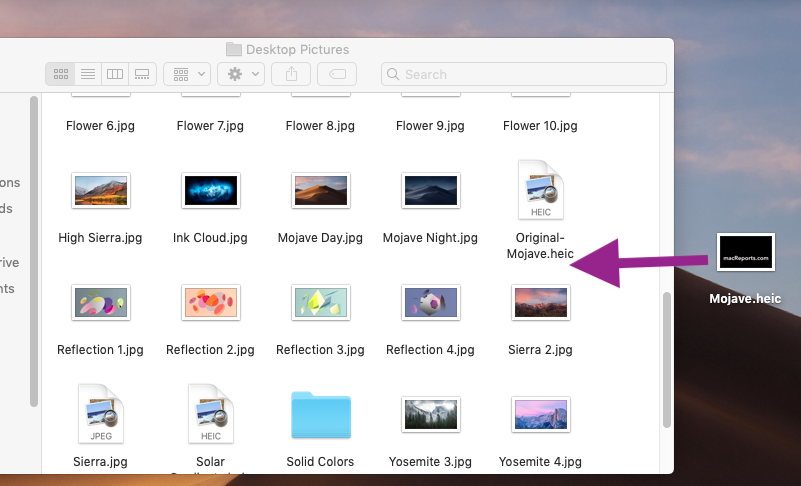 Drag file desktop folder