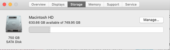 available storage space on Mac