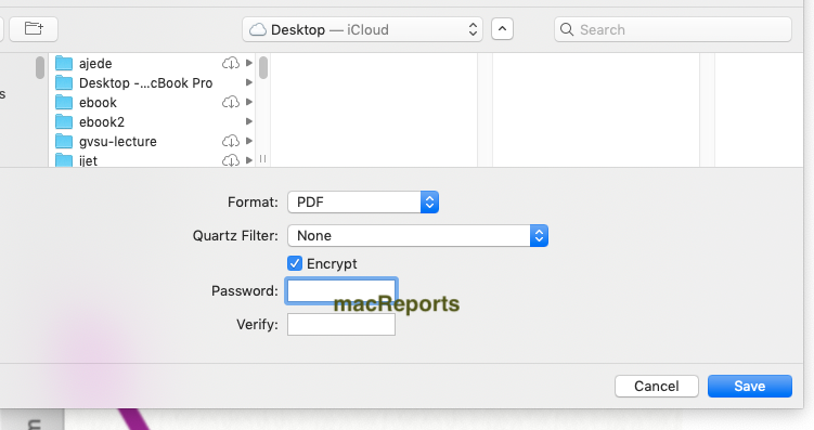 password protect file on mac