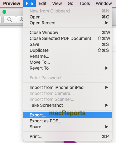 preview export