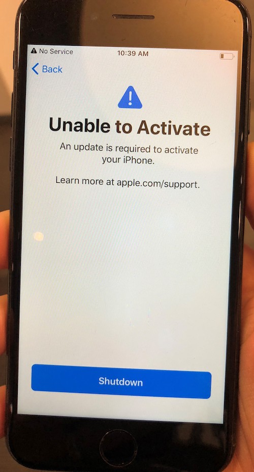 Unable to Activate, An Update Is Required To Activate Your iPhone, Fix