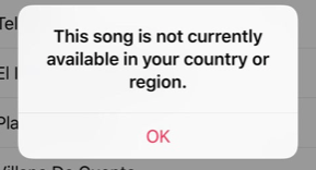 This Song Is Not Currently Available In Your Country Or Region