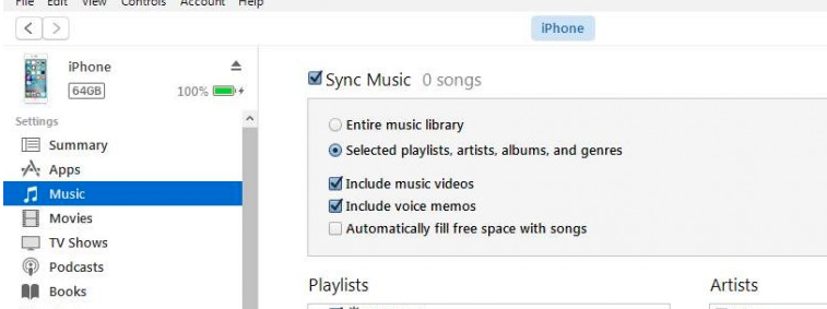 iTunes sync music