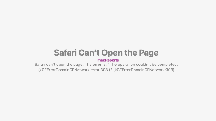 Safari error cannot open page