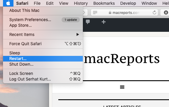 mac restart dock