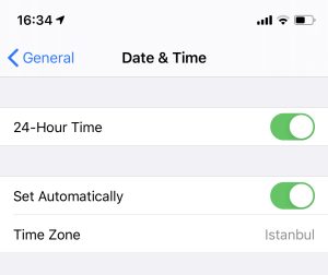 iPhone time and date