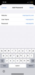 add passwords Safari