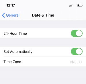 Date and Time settings