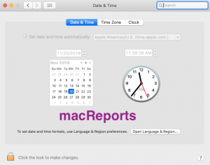 Mac date and time settings