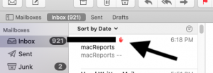 Mac hand icon in Mail