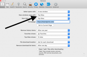 Safari Top Sites turn on