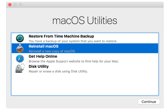 factory reset macos mojave