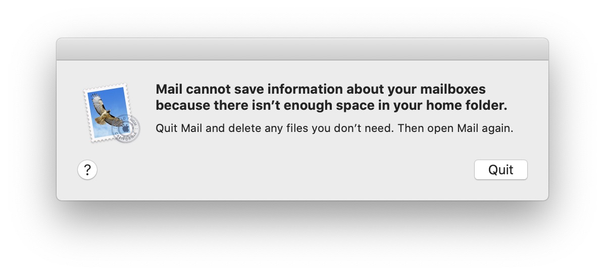 Save mail. Cannot. Not enough Space. Emails i can't send. This information saved me.