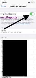 Enable or Disable Significant Locations