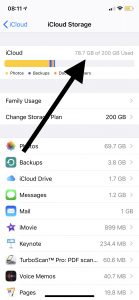iCloud available storage