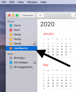 Delete calendar on Mac