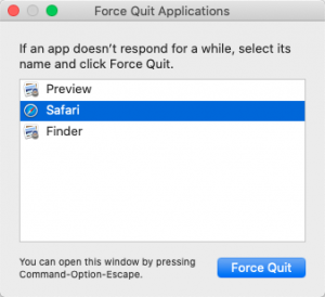 Force quit apps menu