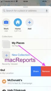 Remove an entry from Apple Maps