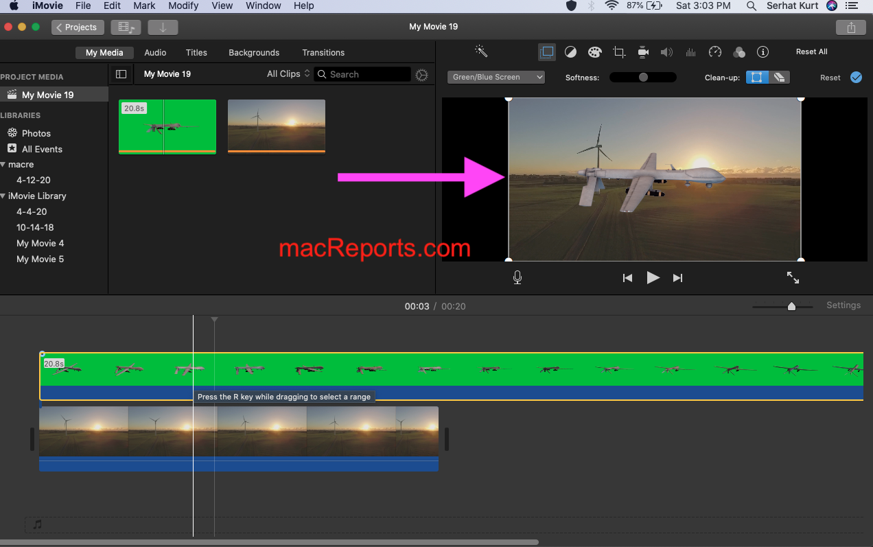 can you use a green screen on imovie
