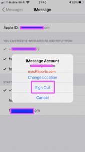 iMessage: Sign out and in