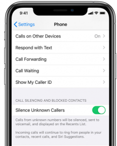 Turn on Silence Unknown Callers