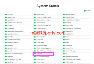 Apple System Status for iMessage