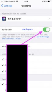 Turn off FaceTime on iPhone