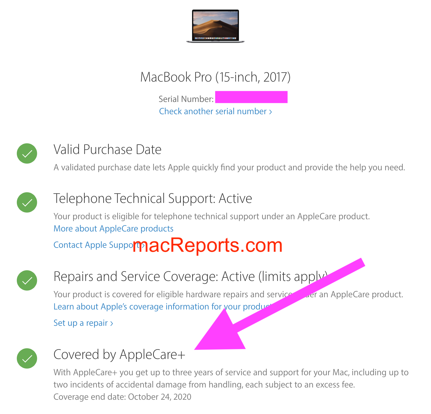 Check your AppleCare Warranty Status 