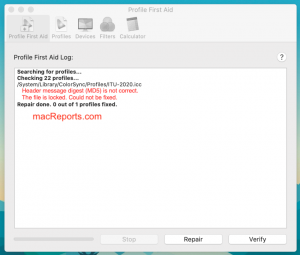 ColorSync profile error